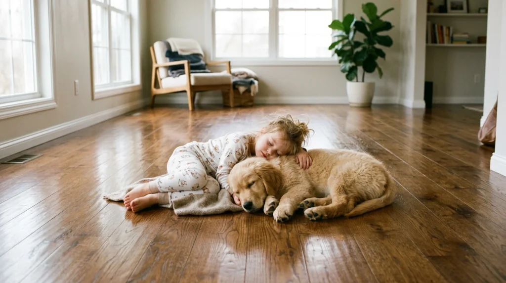 baby and dog